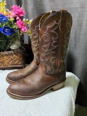 DOUBLE H Men’s Gel Ice Western Boots - Round Toe Brown Work Boot